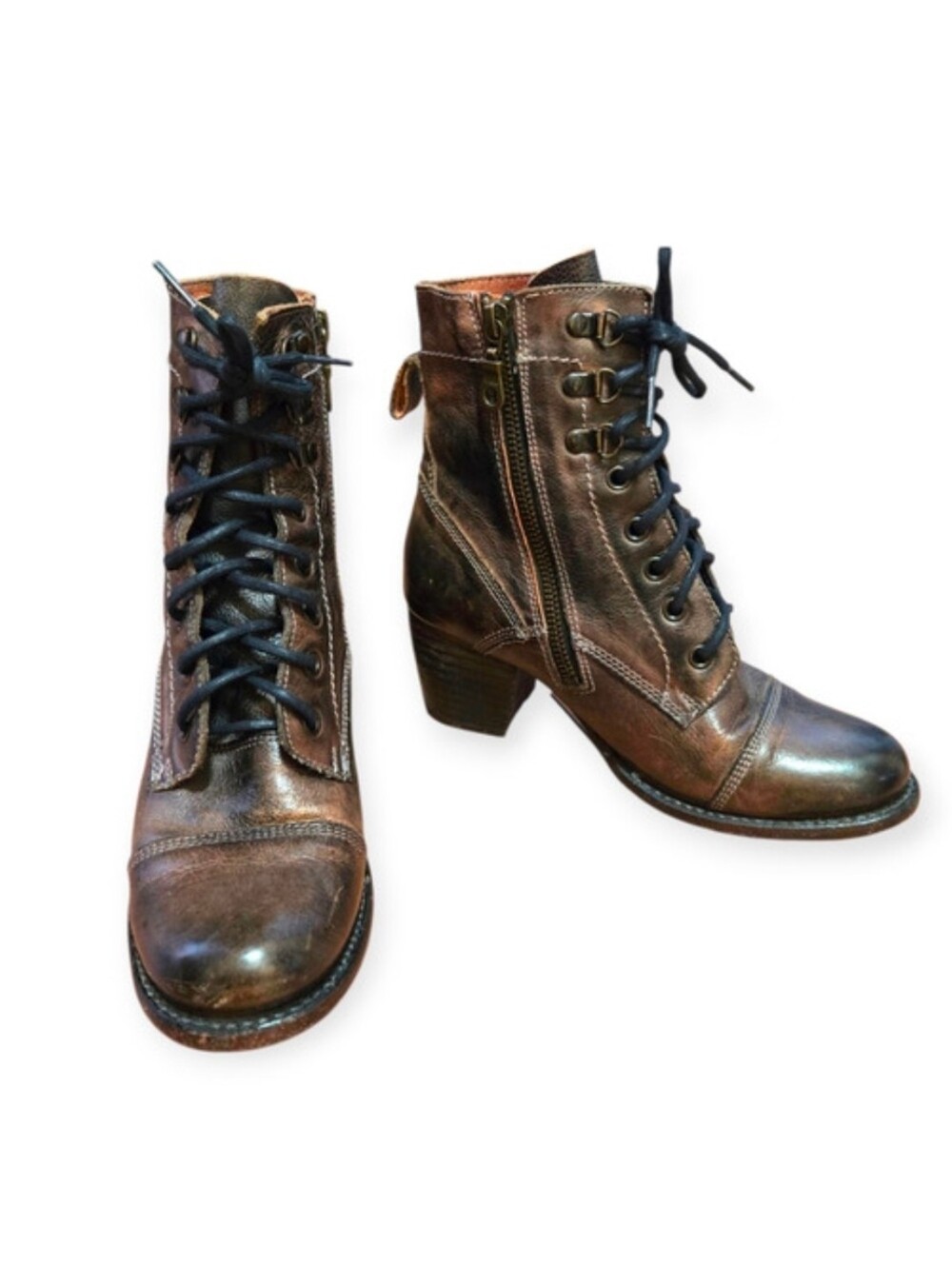 Bed Stu Brown‎ Rustic Distressed Leather Heeled Judgment Ankle Boot Size 7